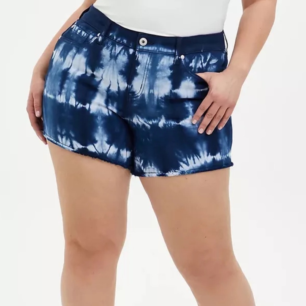 Torrid Tie Dye Indigo Mid Rise Shorts